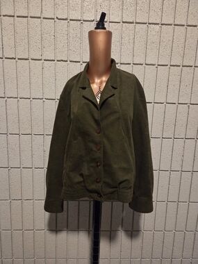 Olive Green Women's Casual Button-Front Bomber Jacket Fire Islander